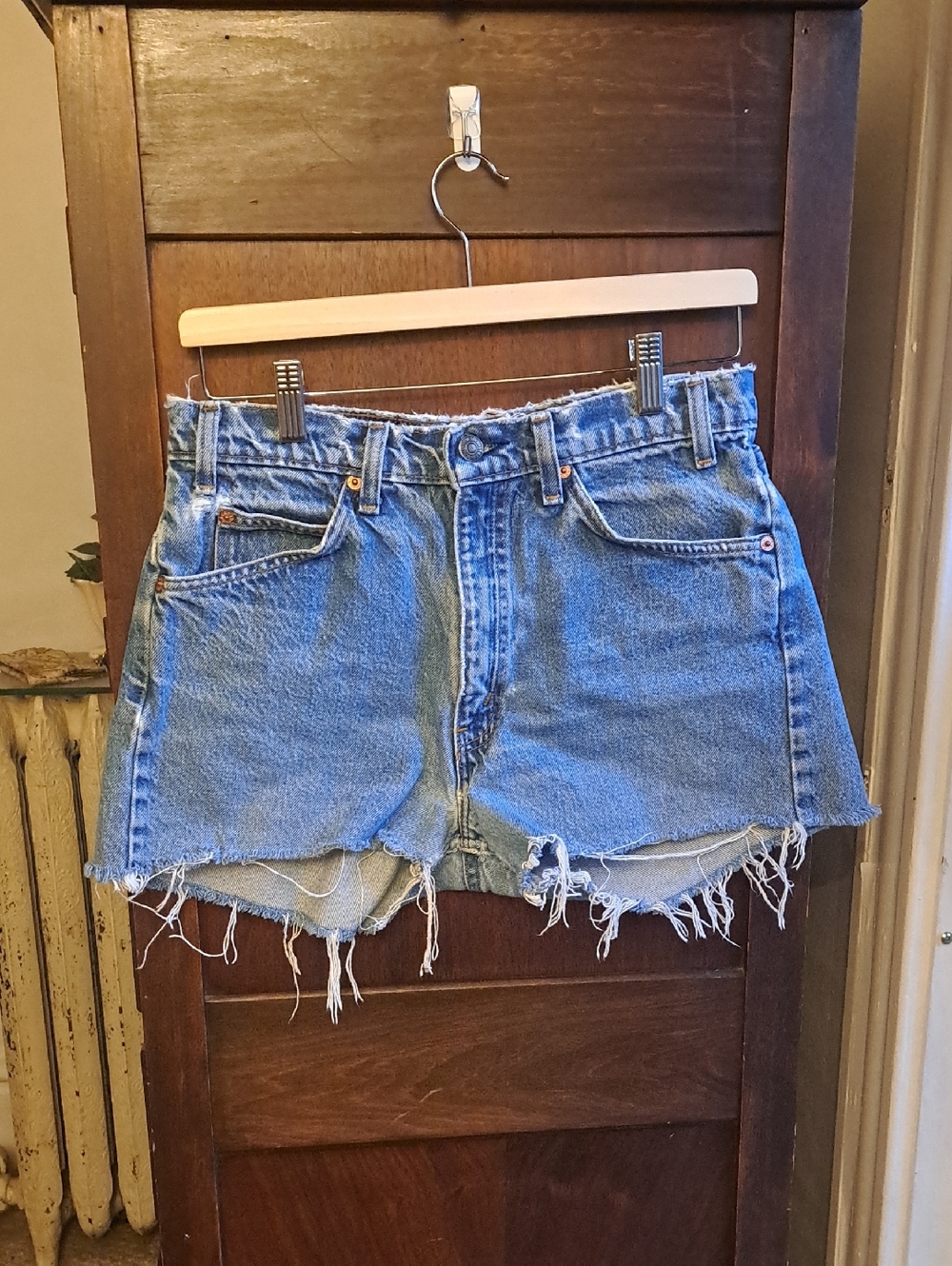Levi's 29-waist Vintage Orange Label Light Blue Distressed Denim Cutoff Shorts